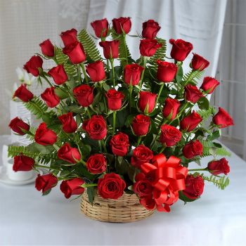 40 Red Roses Basket Arrangement 