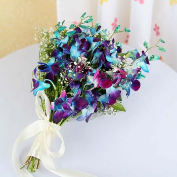 Blue Beautiful Orchids bunch of 10 Flowers