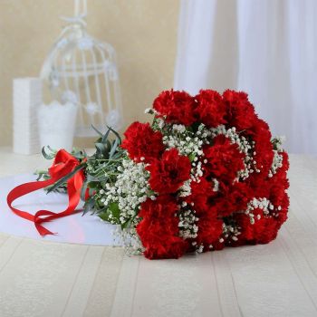 Red Carnations bunch of 15 Flowers